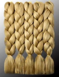 5 bundles of long braided silky smooth blonde synthetic and human hair braids for crochet hair