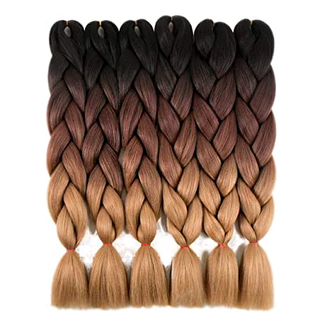 Braidided hair bundles that are all ombre from difference of 3 shades that fade.