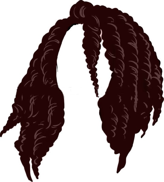 Twisted red and black hair with no face vector of black women.