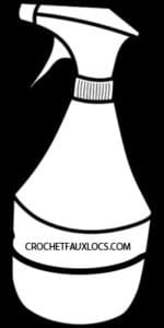 A white bottle used for spraying water and dreadlock shampoo washer to fully clean and rinse scalp and hair.
