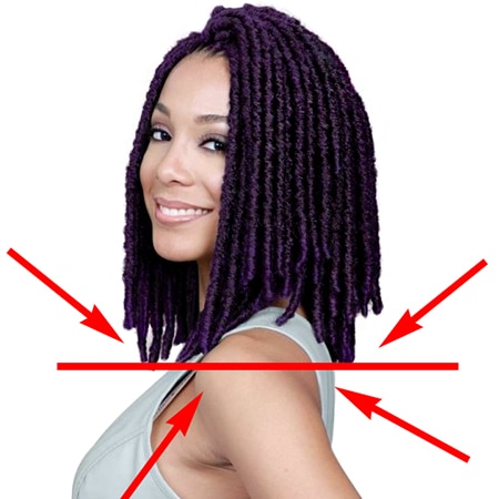 Smiling female wearing tanktop with bob faux locs hairstyle