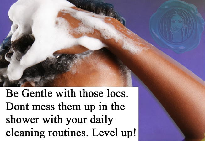 African women washing hair bubbles shower - crochet faux locs