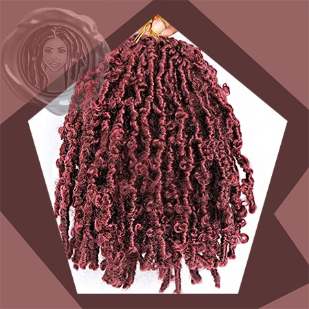 Burgundy red butterfly locs crochet hair strands pre looped hair sets aign.