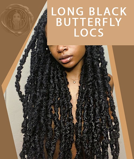 Face less black teen wearing thick long black butterfly locs amazon hair