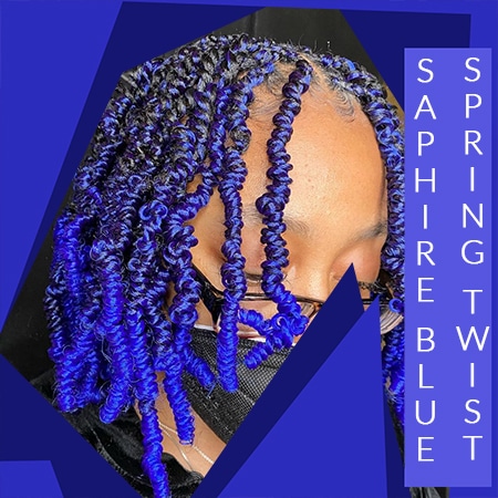 Saphire blue spring twists at short length on african queen