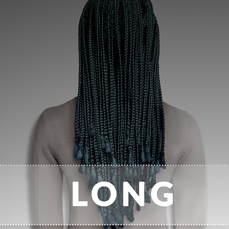 Back shot of synthetic dreads length long