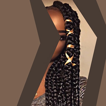 Long silky black ebony jumbo box braids hair