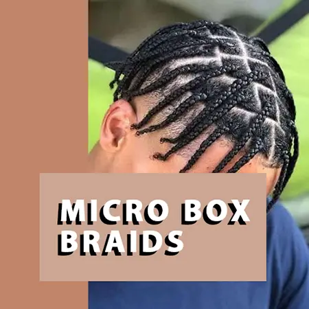 Black men with short box braided micro braids as hairstyle