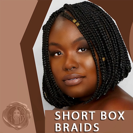 African american female with short black bob sized short hair box braid sizes