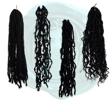 Black crochet faux locs hair extensions for installing into hair for white woman and black woman.