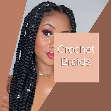 African american model with lovely large box braided hair.