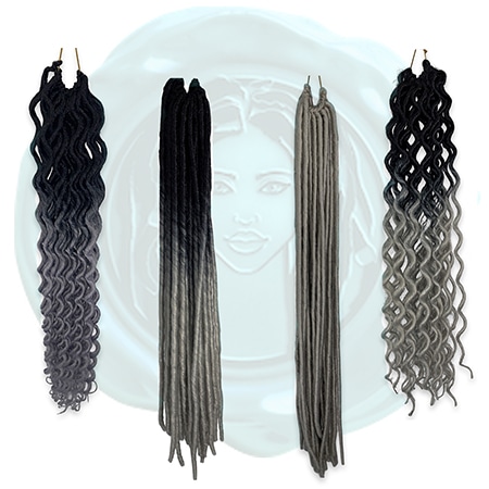 Gray and light gray faux locs crochet hair extensions