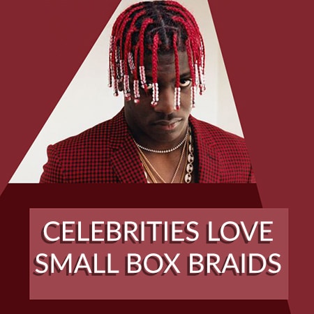 Celebrity lil yatchy with small red box braids with faux loc accessories from amazon.
