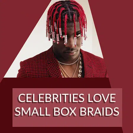 Celebrity lil yatchy with small red box braids with faux loc accessories from amazon.