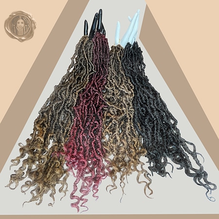 All goddess nu locs crochet hair packs colors for show on info graphic.