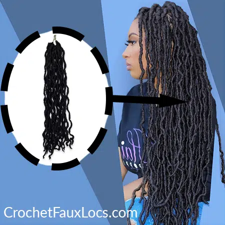 Long off black 24 inch distressed nu locs crochet hair extensions.