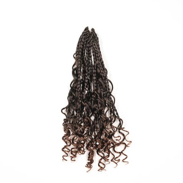 Crochet hair pre looped into river box braid hair style in auburn