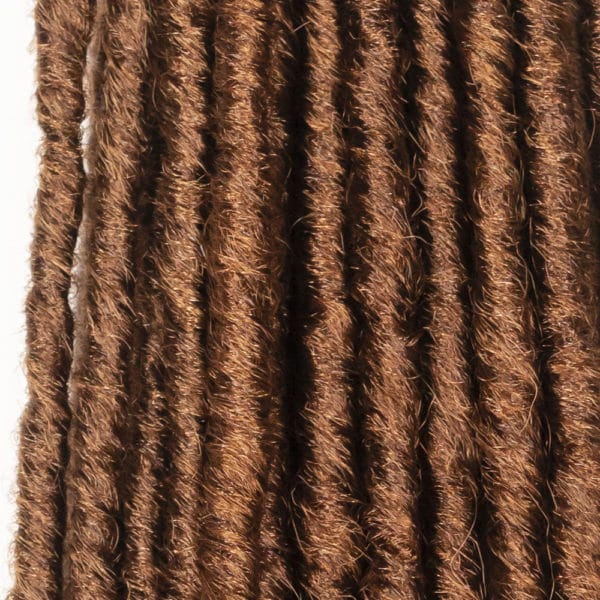 Crochet pre looped auburn straight gypsy strands locs 18 inch close up - crochet faux locs