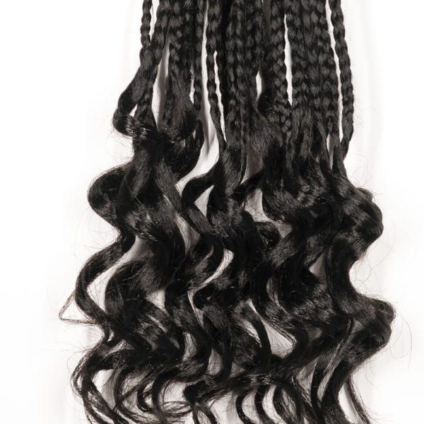 Black box braids 18 inch close up of hair tips.