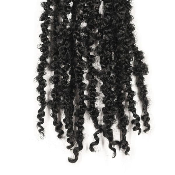 Crochet pre looped black calif locs 12inch hair tips close up - crochet faux locs
