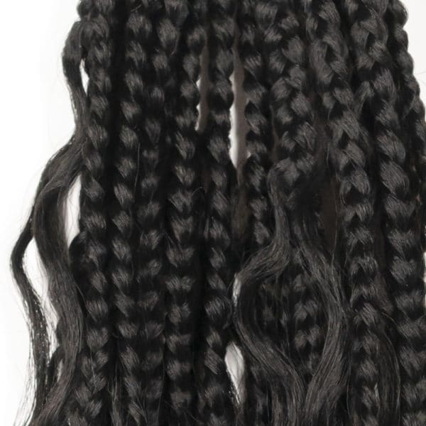 Crochet pre looped black river box braids 14inch close up - crochet faux locs