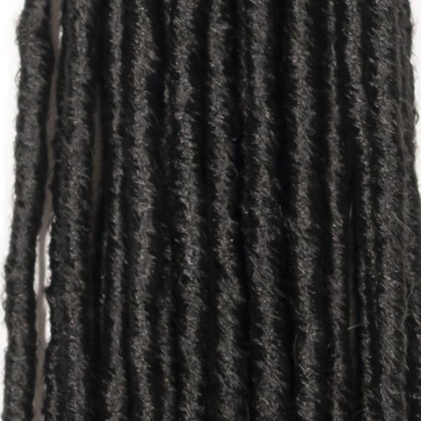 Crochet pre looped black straight gypsy strands locs 18 inch close up - crochet faux locs