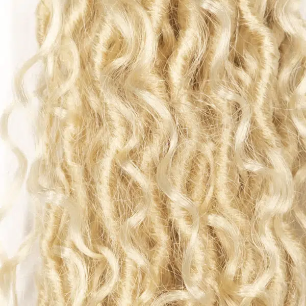 Crochet pre looped blonde river loc 18 inch close up - crochet faux locs