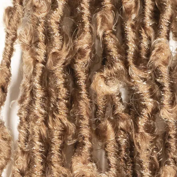 Crochet pre looped blonde tips butterfly locs 12inch close up - crochet faux locs