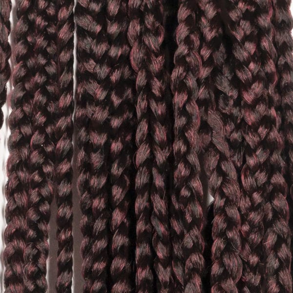 Crochet pre looped burgundy box braids 18inch close up - crochet faux locs