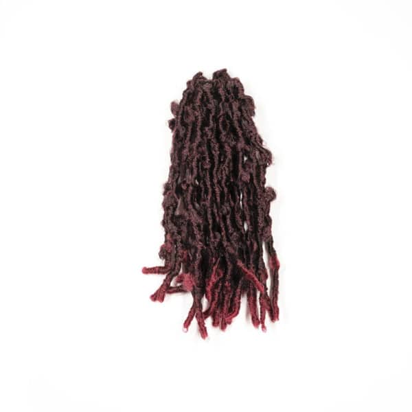 Burgundy tipped butterfly locs hair extensions go great with black girls.
