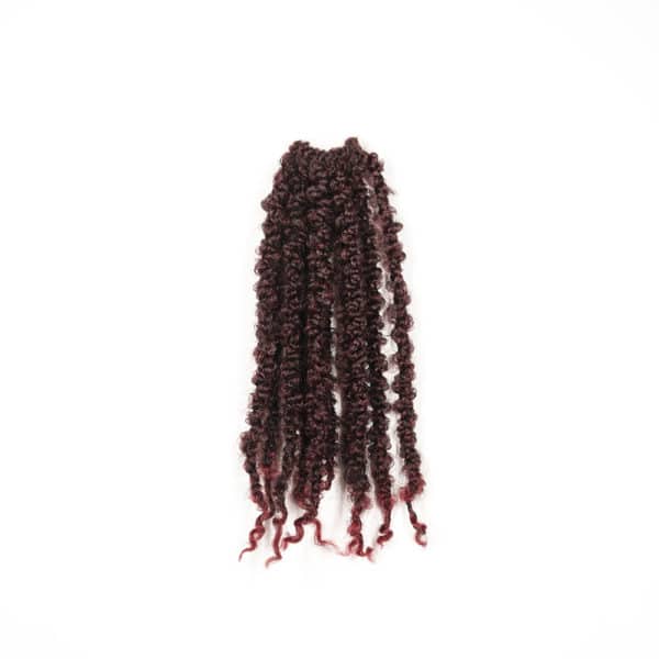 12 inch pre looped black california butterfly locs in burgundy loc colors
