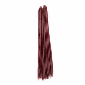 Long 18 inch burgundy faux locs with hand wrapped locs for models