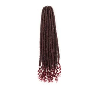 18 inch pre looped crochet ghana locs with goddess hair tips in burgundy colors TBUG