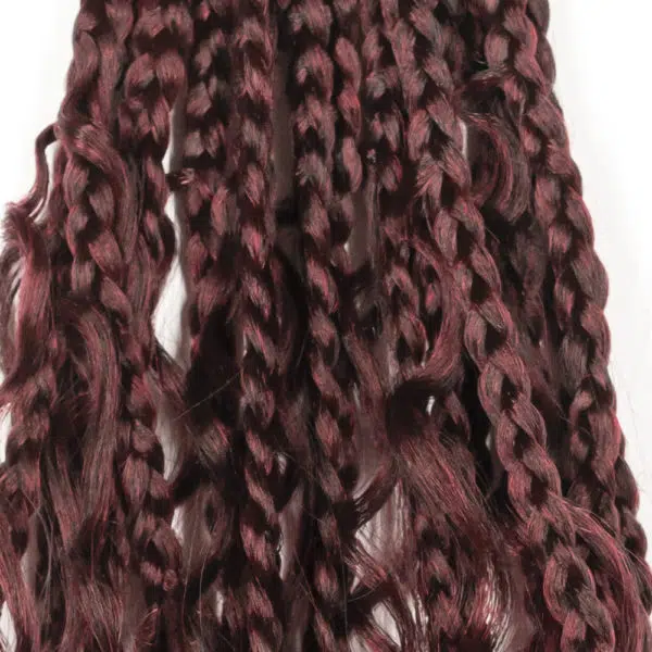 Crochet pre looped burgundy river box braids 14inch close up - crochet faux locs