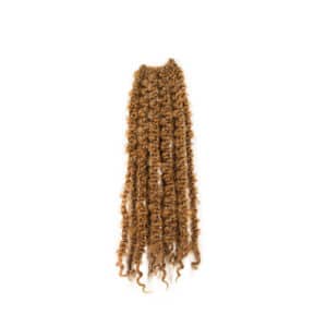 honey blonde california butterfly loc hairstyle pack with 20 strands handing on white background.