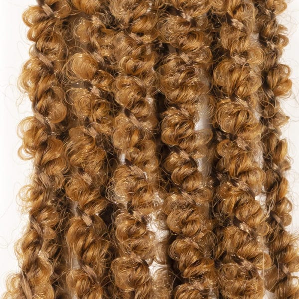 Crochet pre looped full honey blonde calif locs 12inch close up - crochet faux locs