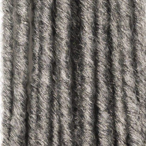Crochet pre looped grey ghana locs 18 inch close up - crochet faux locs