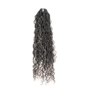 Grey pre looped crochet river locs hair for all black culture hairdos.