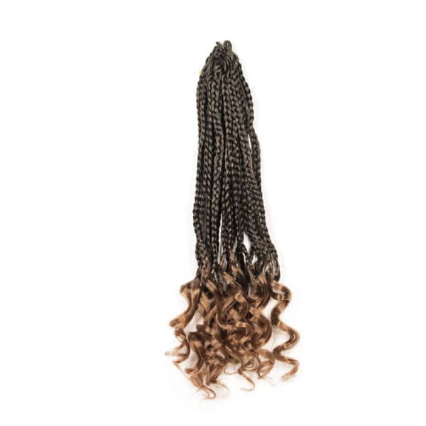 Honey blonde hair color in long 18 inch box braid crochet faux locs hairstyles.