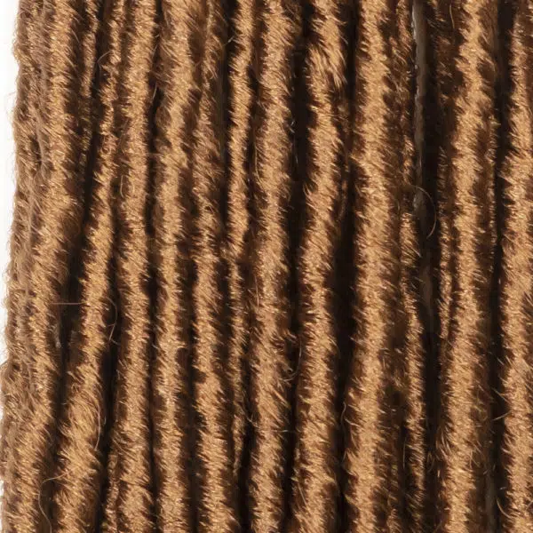 Crochet pre looped honey blonde straight gypsy strands locs 18 inch close up - crochet faux locs