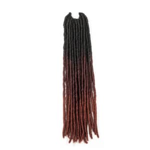 18 in pre looped crochet straight gypsy loc strands for models in 3 tone burgundy and deep wine loc color