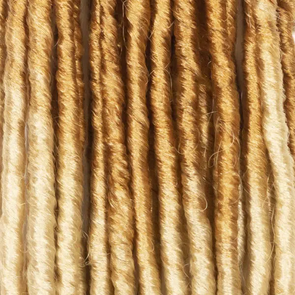 Crochet pre looped three tone honey blonde blonde straight gypsy strands locs 18 inch close up - crochet faux locs