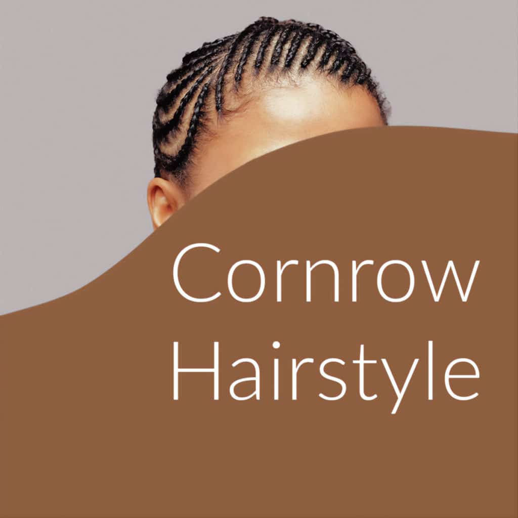 Cornrow hairstyle graphic with black girl hairdo.