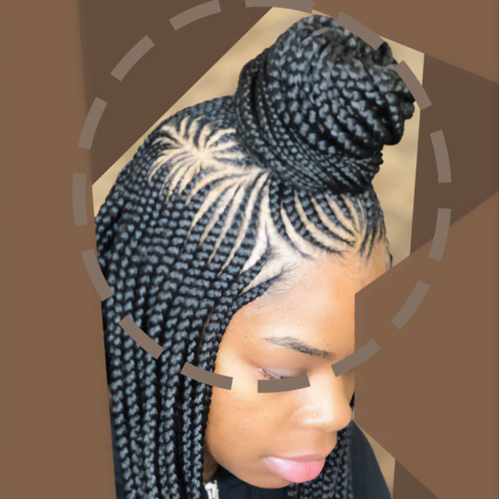 Ghana braided top bun hairstyle - crochet faux locs
