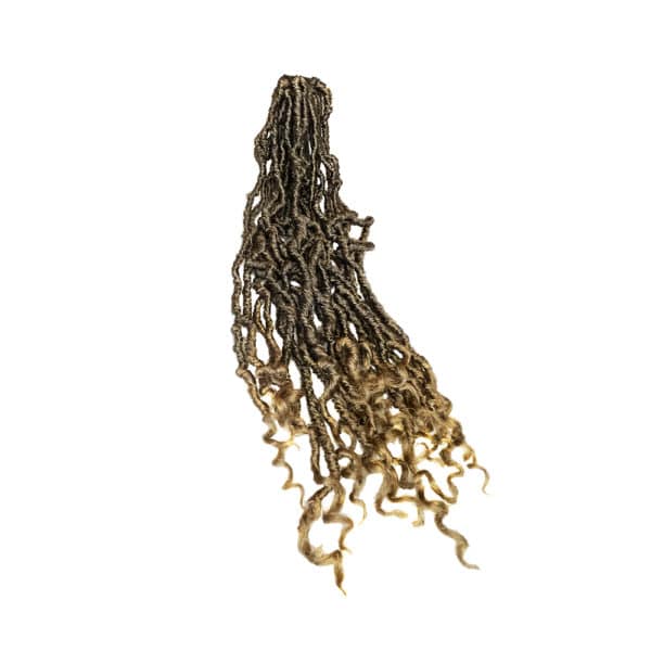 Beautiful medium auburn crochet goddess nu locs hair pieces for black women hairstyles with single pack photo.