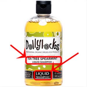 Tea tree oil dreadlock shampoo dollylocks brand image.