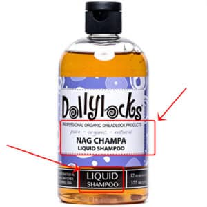 Nag champa dreadlock shampoo from dolly locks for black girls and african american women.