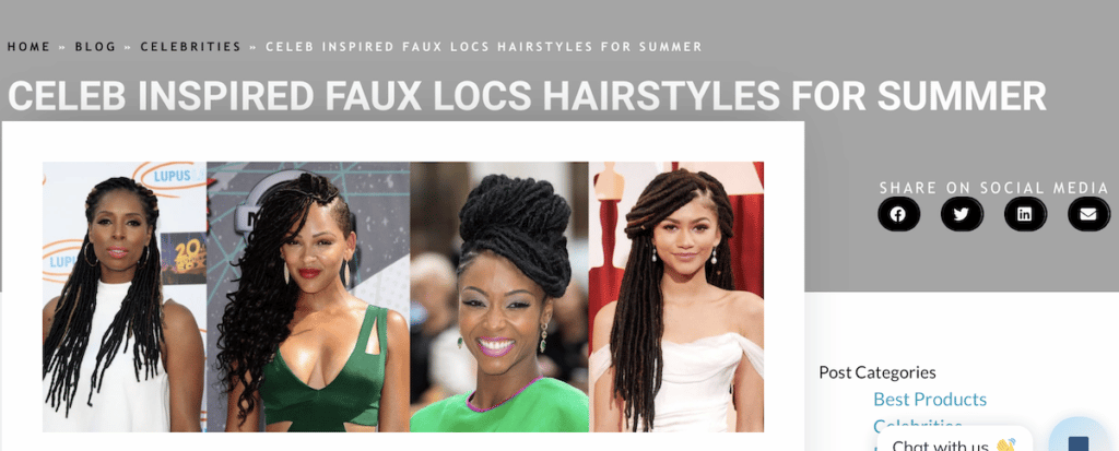 Celebrity faux loc styles graphic for faux loc styles article
